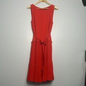 ivanka trump red pleated blouson dress Womens